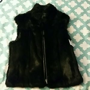 Calvin Klein black fur vest